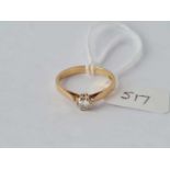 A diamond solitaire ring (0.15ct) 18ct gold size M – 1.8 gms
