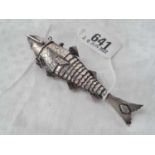 An articulated fish with hinged neck – 4” long – unmarked