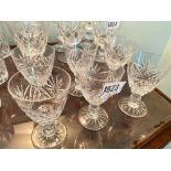 A set of six cut sherry glasses