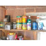 Various tins of wood stain etc