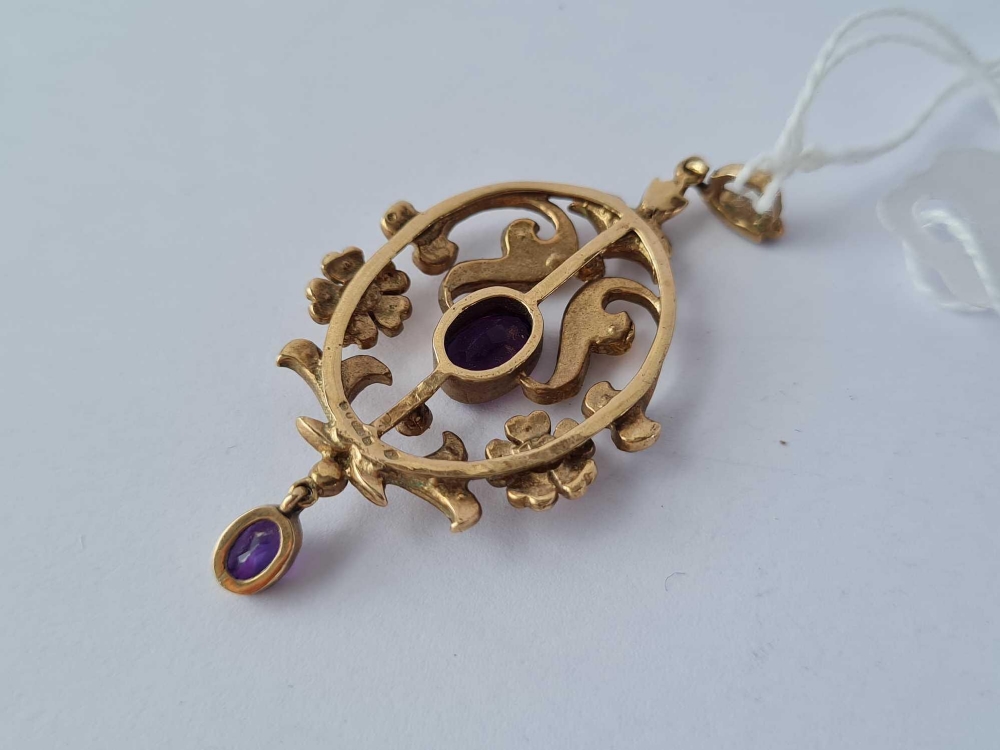 A amethyst and pearl pendant 9ct – 6.2 gms - Image 3 of 3