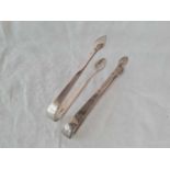 Two pairs of sugar tongs . 1796 and 1800