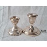 A small pair of circular candlesticks – 2.75” high – Birmingham 1970