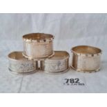 Two pairs of napkin rings, one 'D' shaped, Birmingham 1934/38