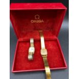 Two ladies Omega quartz wrist watches in original box