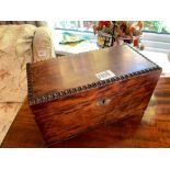 Rosewood? Box with carved rim, 10"wide