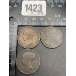 3 x 1/2 pence William III & 853 + 1854