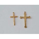 Two cross pendants 9ct – 1.3 gms