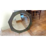 Copper framed octagonal mirror. 28" wide