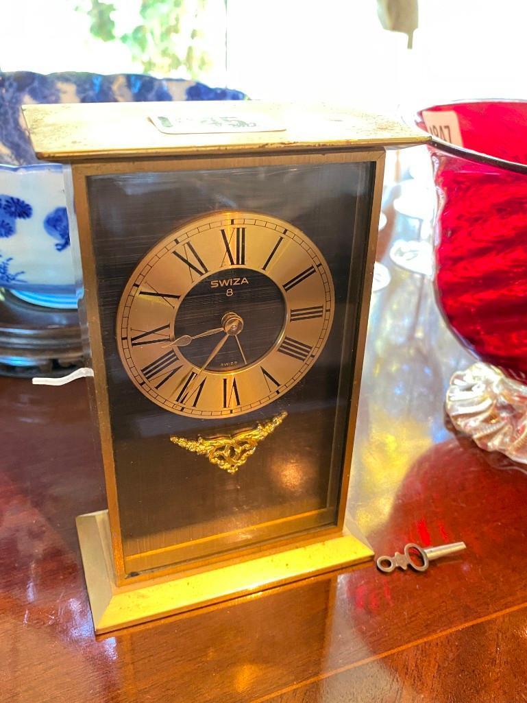 Swaza Swiss brass cased mantle clock