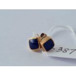 A pair of lapis ear studs, 9ct
