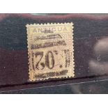 ANTIGUA. SG30 (1886). 1sh mauve, fair used (perf damage bottom edge). Cat £150