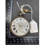 A gents large silver pocket watch and key