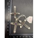 Three silver marcasite cross pendants
