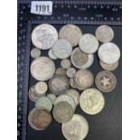 Mixed lot of intersting foreign silver coins 280 grams