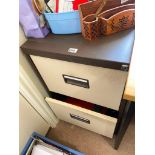 A two drawer metal filing cabinet, 28" high