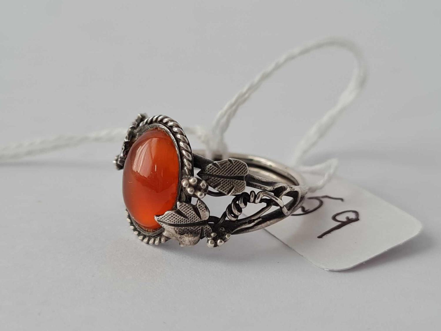 A arts and crafts silver and carnelian ring size O - Image 2 of 2