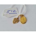Two St Christopher pendants 9ct – 1.4 gms