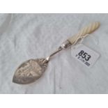 Attractive Victorian butter knife with M O P handle. Sheffield 1866 by R H