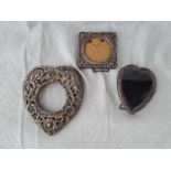 Three small shaped photo frames, Birmingham 1903 etc