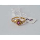 A diamond and pink stone 9ct dress ring size N ½ 2.1g inc