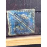 CAPE OF GOOD HOPE 1863 4d blue pair triangulars used, margins all round (few tight) SG 19 Cat £260