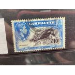 GIBRALTAR SG130a (1938). 10sh perf 13 fine used. Cat £27