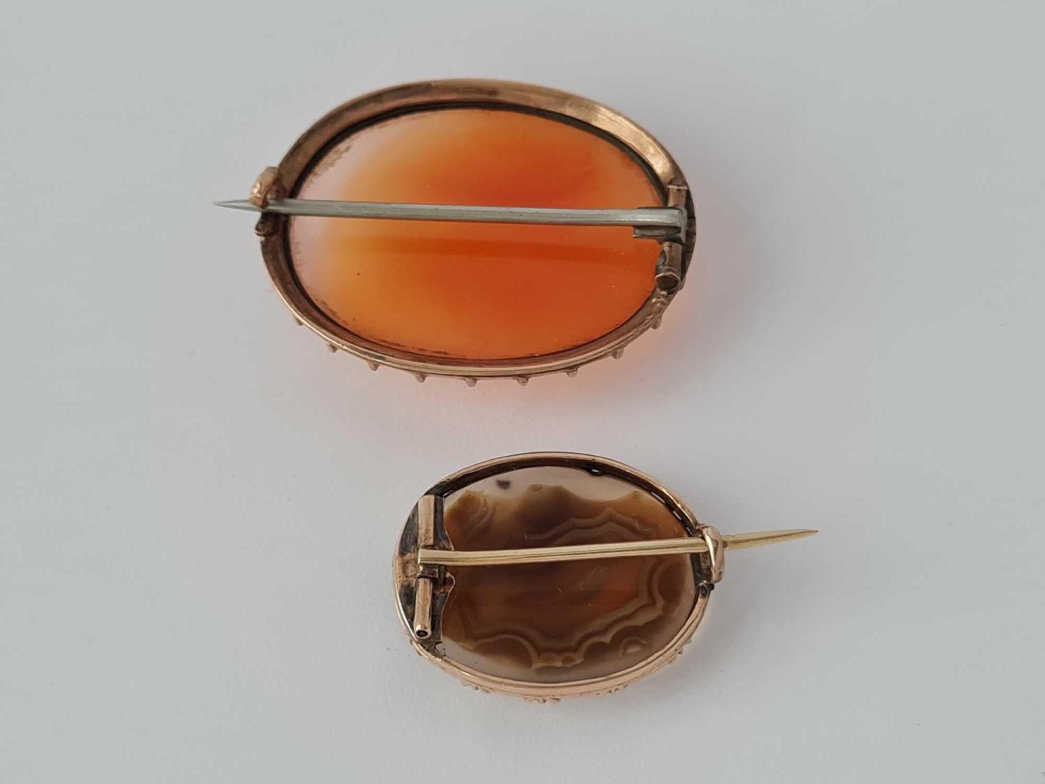 Two Georgian gold framed agate brooch - Image 2 of 2
