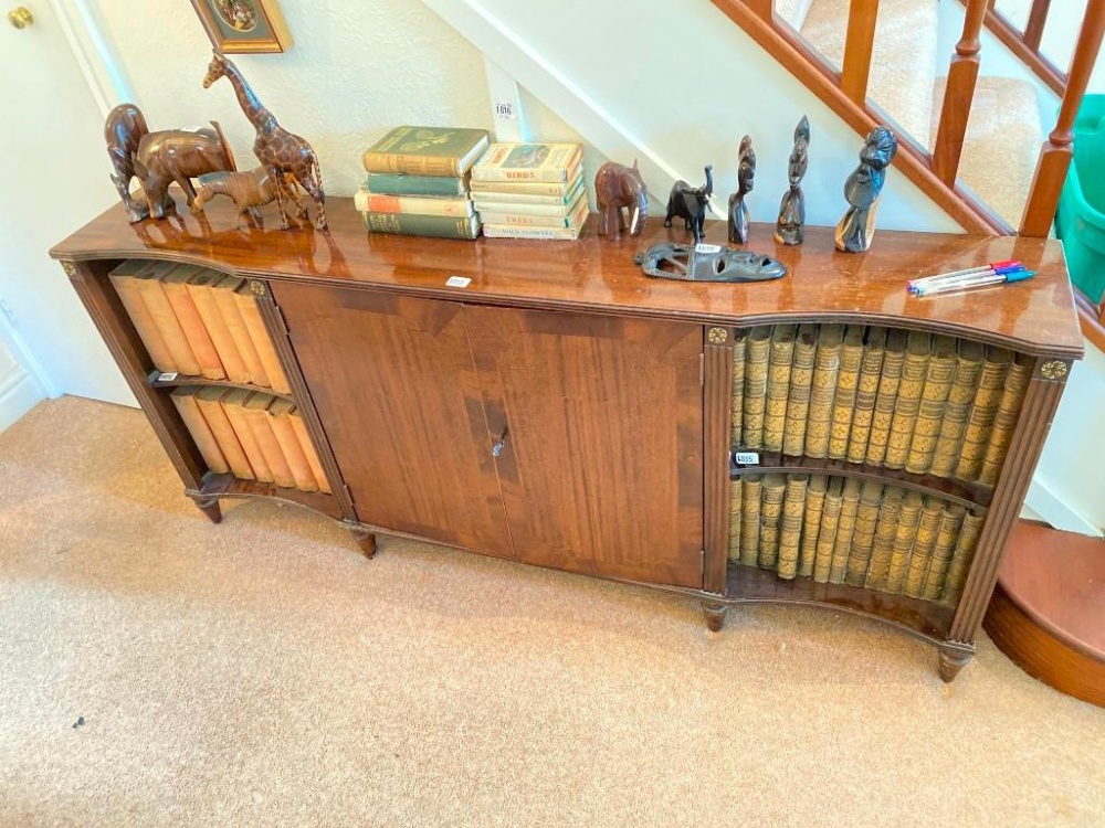 A mahogany low bookcase with cupboards and shelves, 60" wide - Image 3 of 3