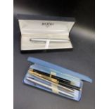 Lady Sheaffer Pen in box and three other various biros etc