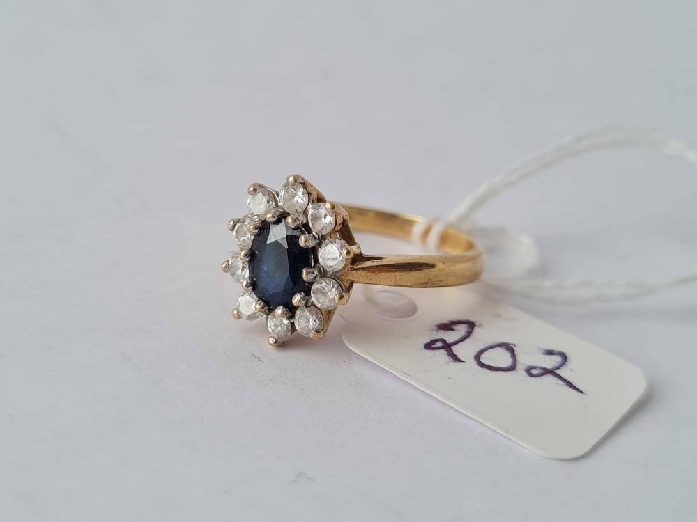 A blue white stone 9ct dress ring size L 2.7g inc