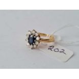 A blue white stone 9ct dress ring size L 2.7g inc