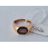 A gents stone set ring, 9ct, L, 3.6g