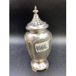 Large sugar castor with pierced cover.6" high. Sheffield 1912