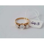 A white three stone dress ring in 9ct size N 2.3g inc