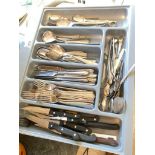 Tray of mixed cutlery