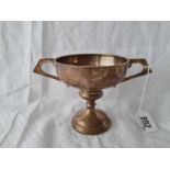 An Art Deco style plain trophy cup, 6" over handle, Birmingham 1953, 132g