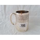 Another Victorian Christening mug with a wide engraved band, 3.5" high, probably London 1885, 129g