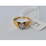 A solitaire diamond ring 18ct gold size N – 3.1 gms