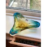 Retro glass triangular dish and an oval jardinere