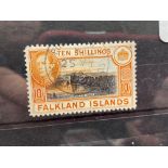 FALKLANDS SG162 (ex 1938 set) SG162a 10sh(?) 1948 cancel, fine used. Cat £65 plus