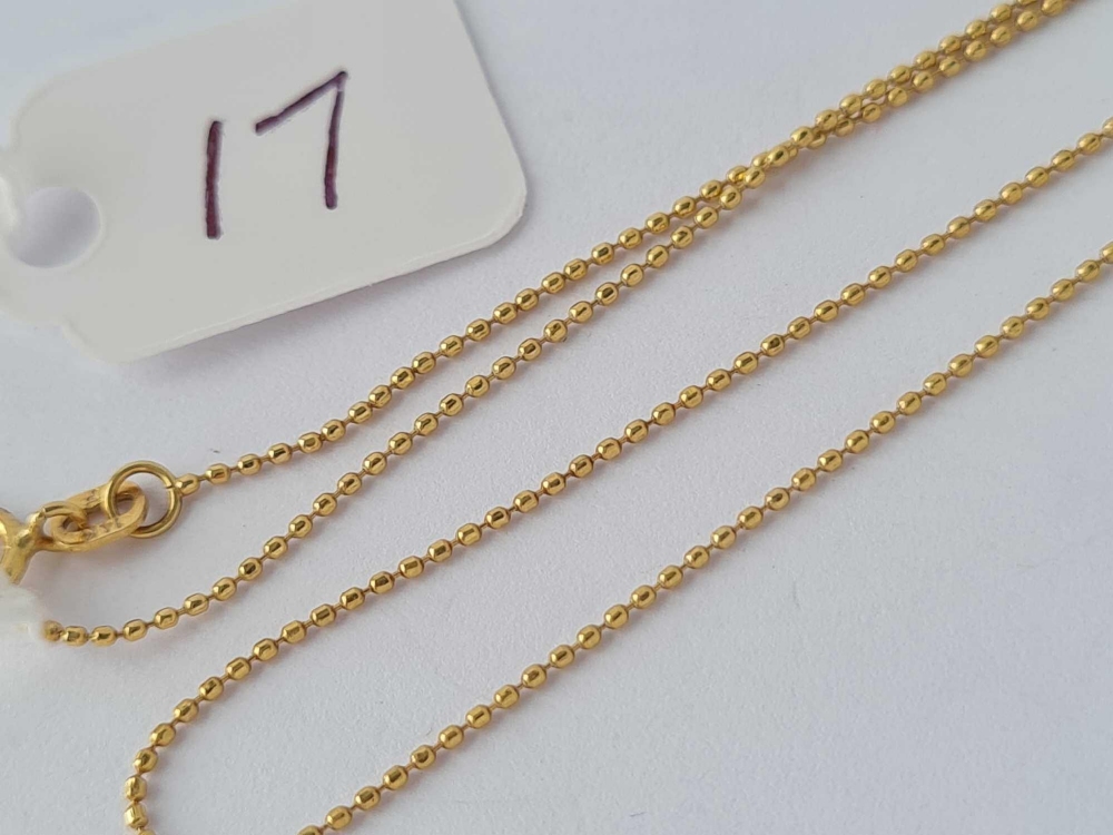 A fine gold neck chain 14ct gold 18 inch – 1.2 gms - Image 2 of 2