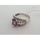 A amethyst white gold ring size R1/2 – 4.5 gms