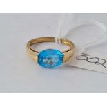 A blue topaz single stone ring in 9ct size N 2.6g inc