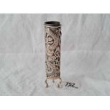 A Chinese silver spill vase decorated with a Dragon by WH, 4.5" high