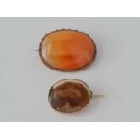 Two Georgian gold framed agate brooch