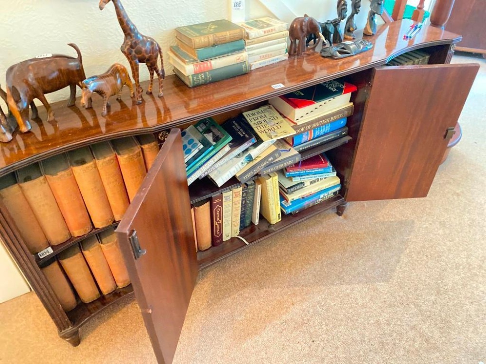 A mahogany low bookcase with cupboards and shelves, 60" wide - Image 2 of 3