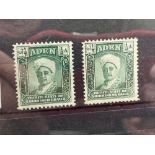 ADEN/QU'AITI STATE. SG1a (1946). Olive green issue mint, SG1 for comparison. Cat £35