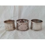 Pierced napkin ring and two others. 105Gms