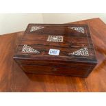 A Victorian Rosewood workbox inlaid with M.O.P, 10" wide